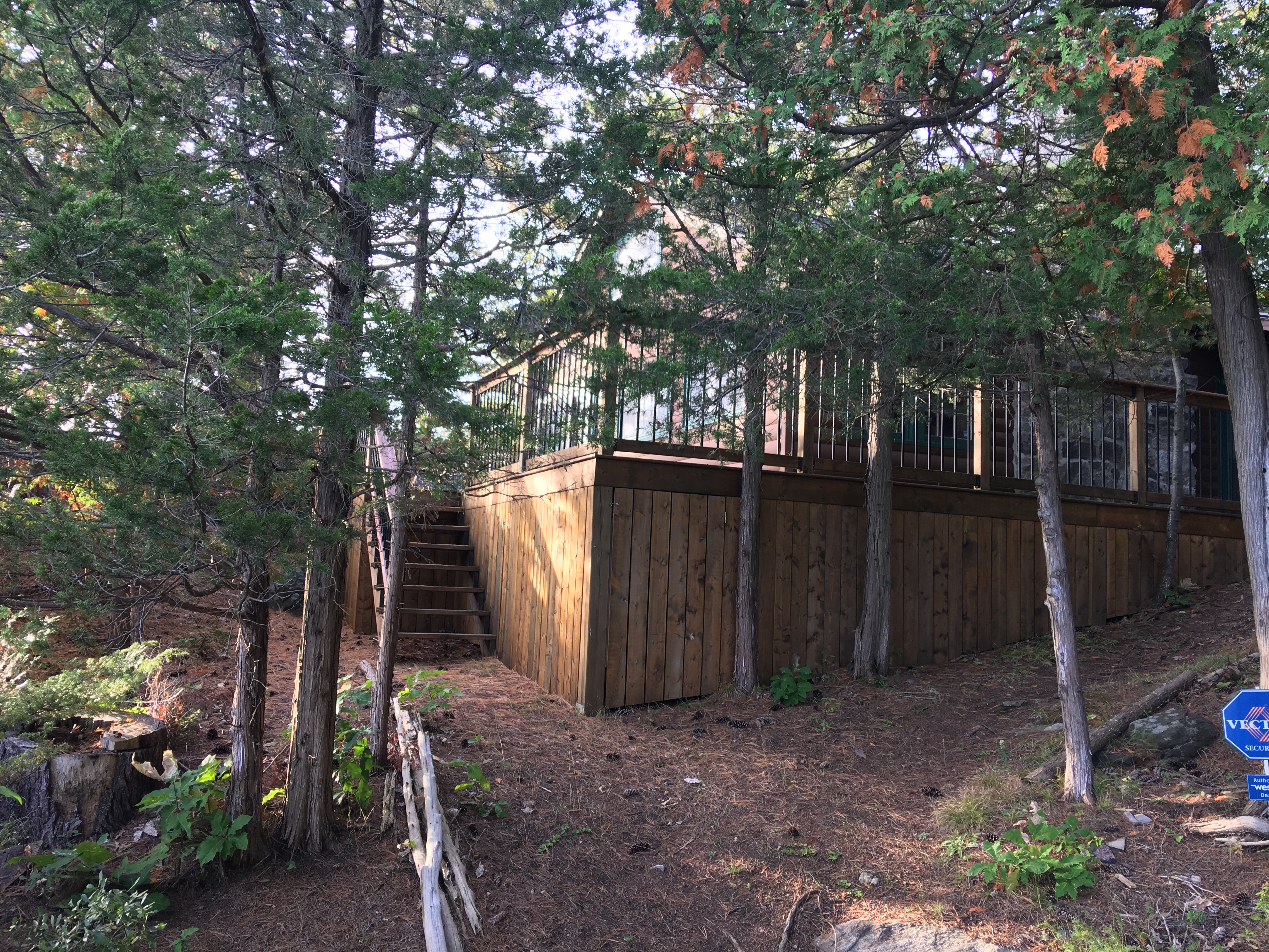 Stairs up to the main cottage and deck