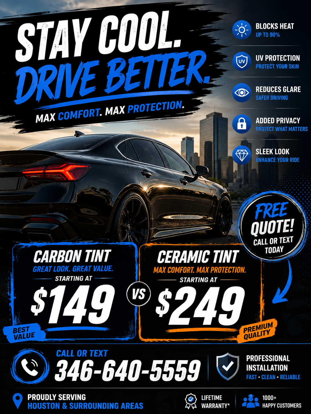 Tesla with professional window tint