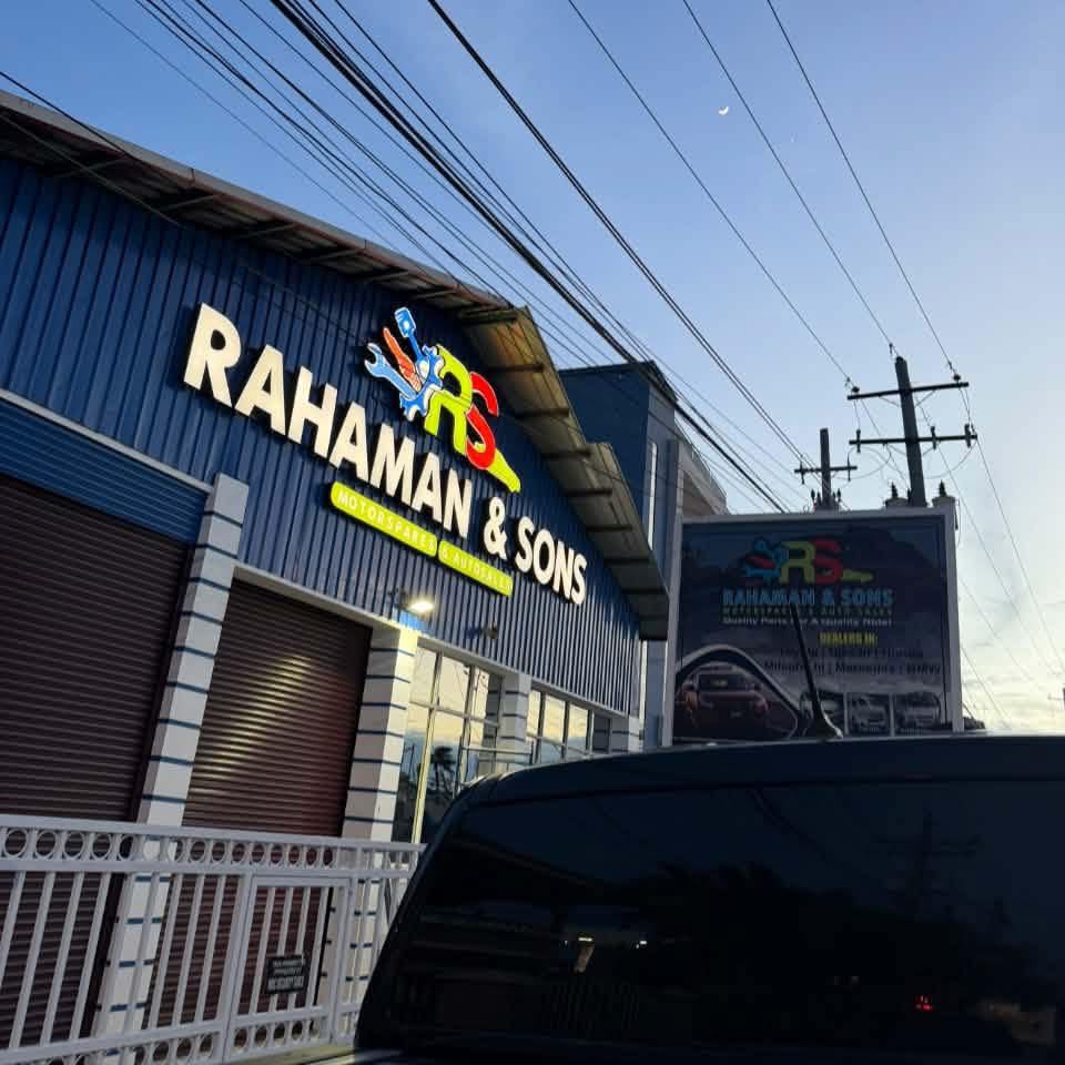 Rahaman and Sons Motorspare and Auto Sales storefront on Success Public Road, East Coast Demerara