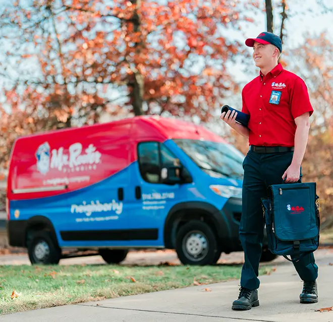 Mr. Rooter service technician ready for service