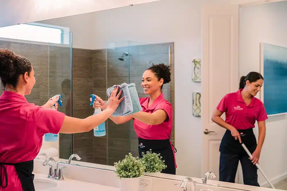 Professional cleaning team at work