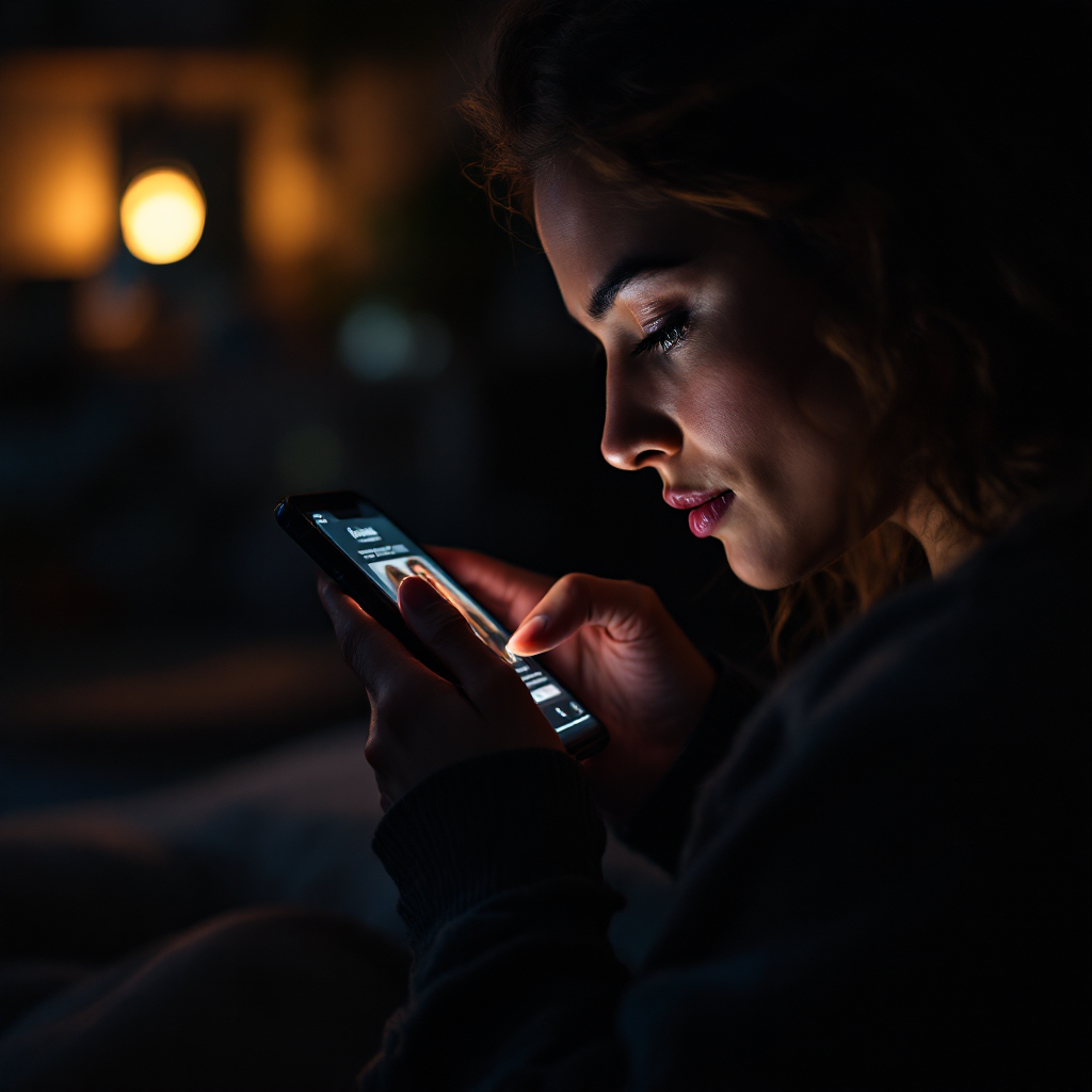 Person browsing a salon website on their phone late at night