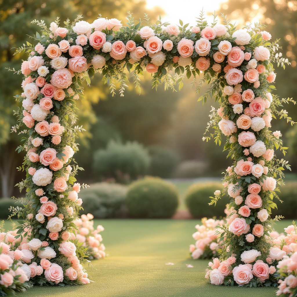 Pink floral ceremony arch