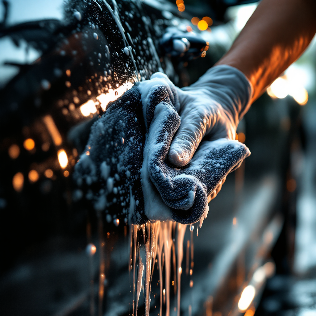 Professional exterior car detailing in progress