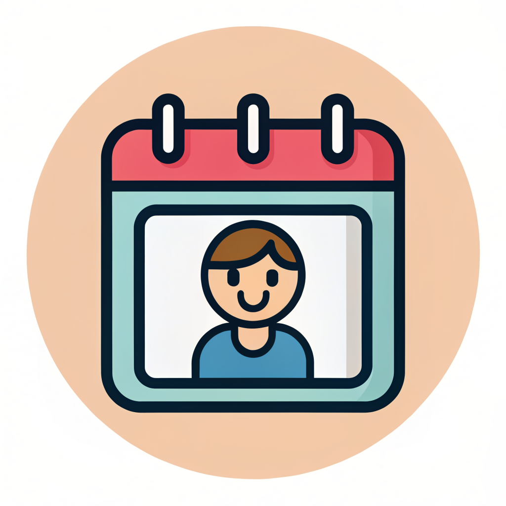 Icon of a calendar with person representing date and guest selection