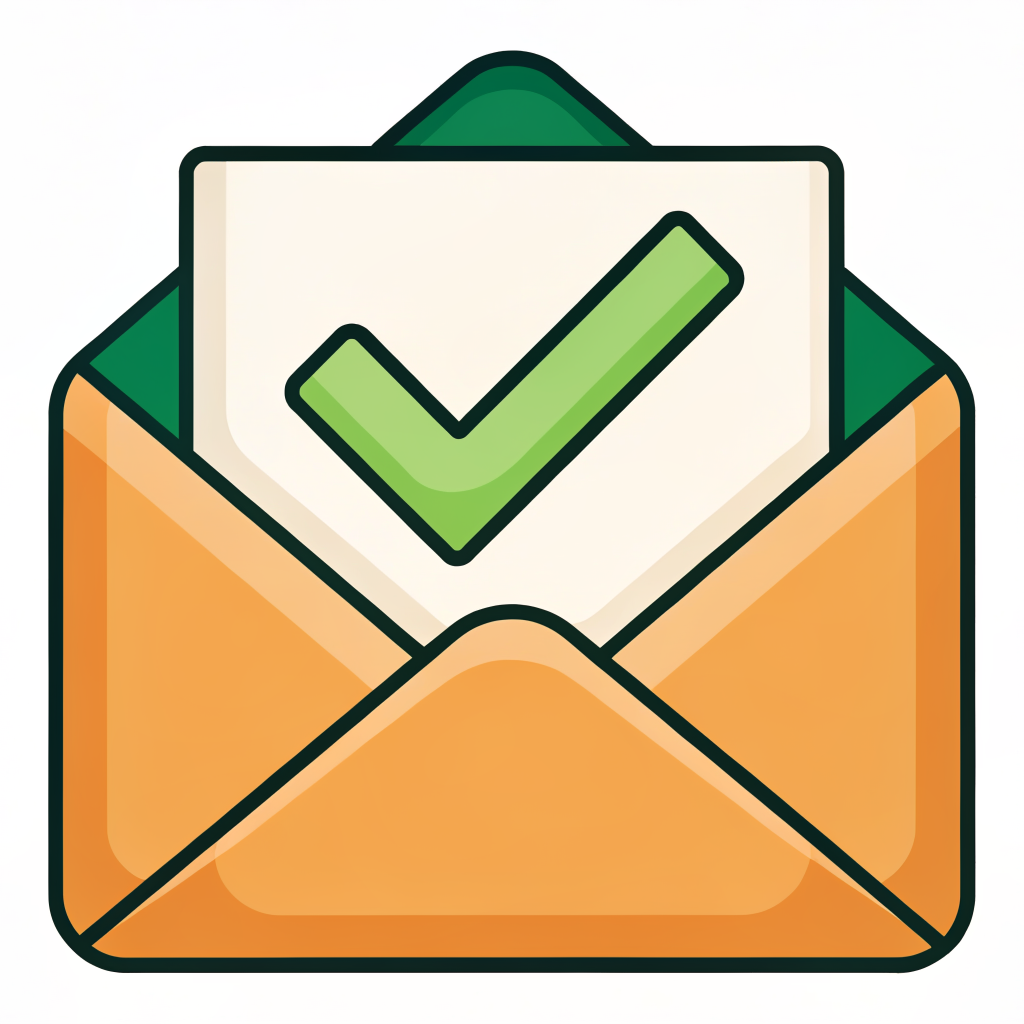 Icon of an envelope with checkmark representing email confirmation