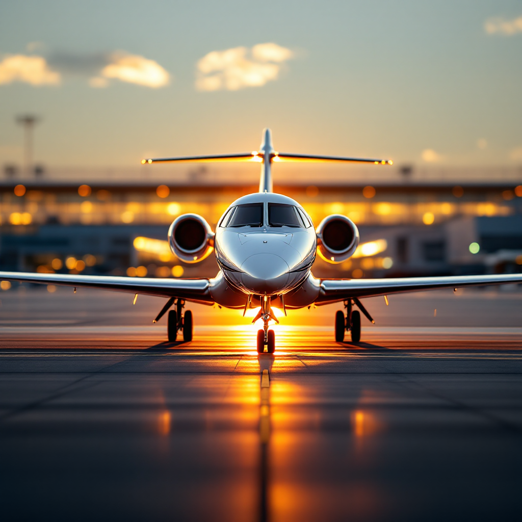 Private business jet on the apron at Prague Airport