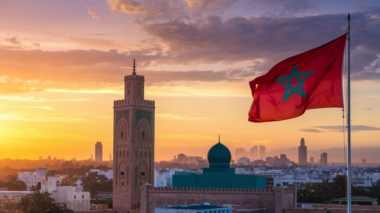 منظر بانورامي لمدينة الرباط عاصمة المغرب عند غروب الشمس