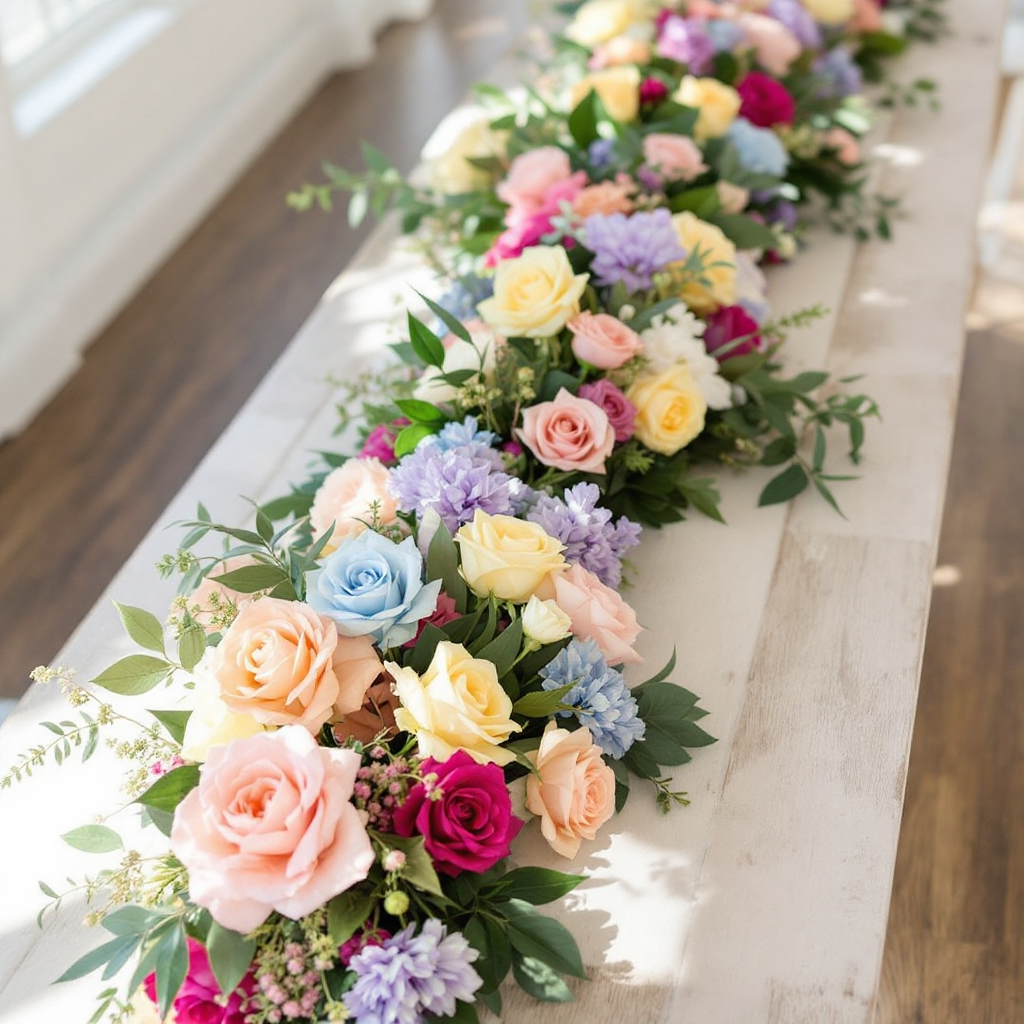 Butterfly Garden Floral Garland Runner