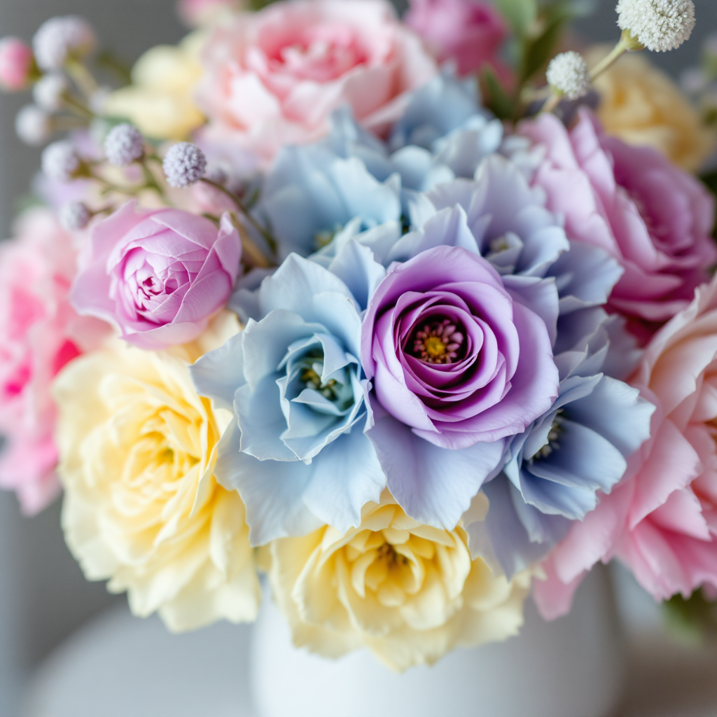 Pastel floral arrangement close-up
