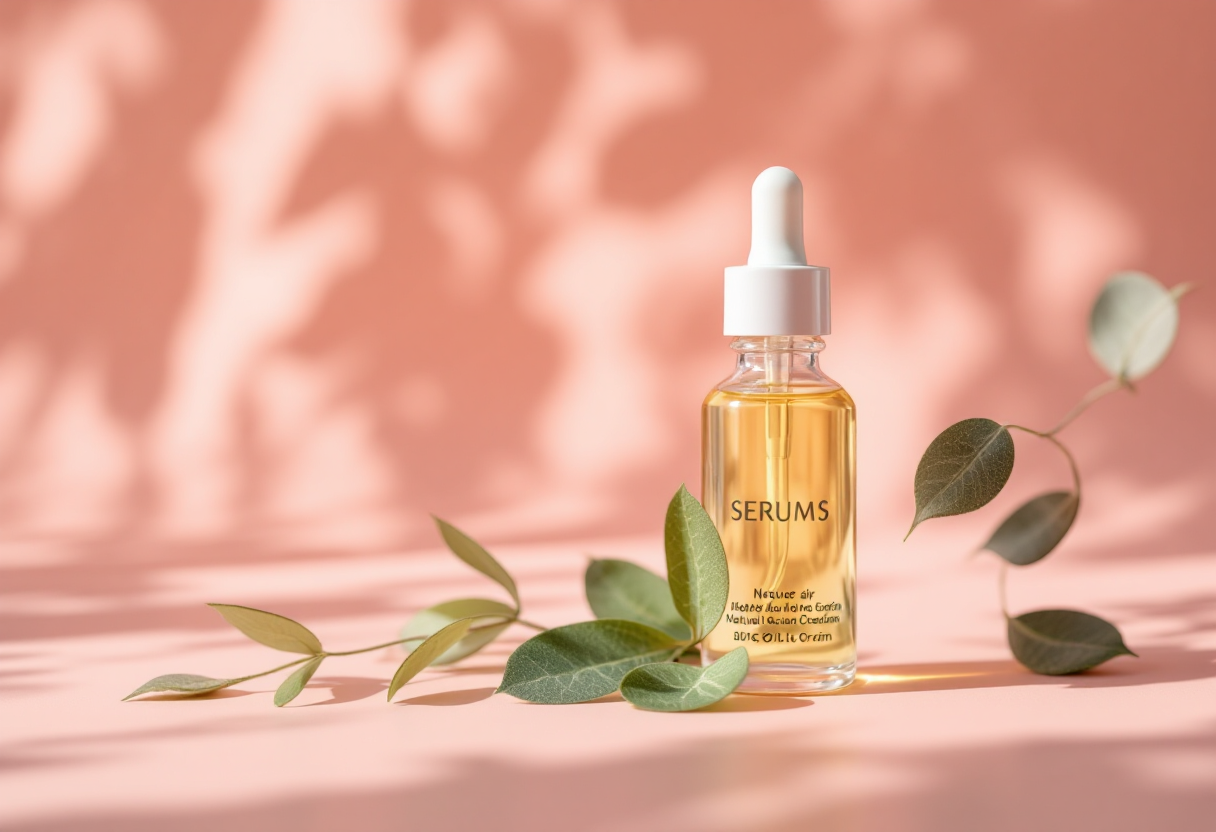 Nourish icon — a serum dropper bottle with botanical leaves