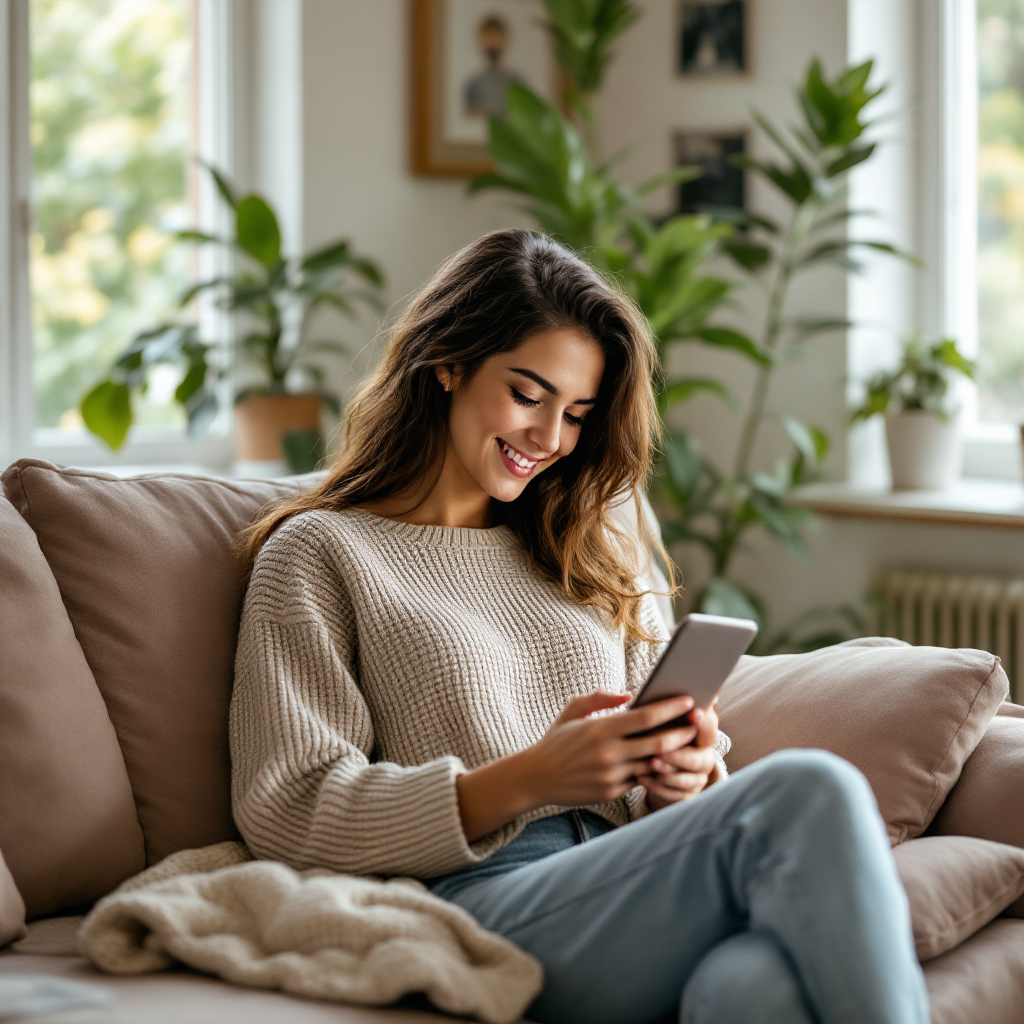 Person working from home on phone