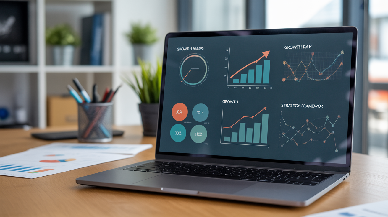 Preview of the webinar presentation showing growth strategy frameworks on a modern slide deck