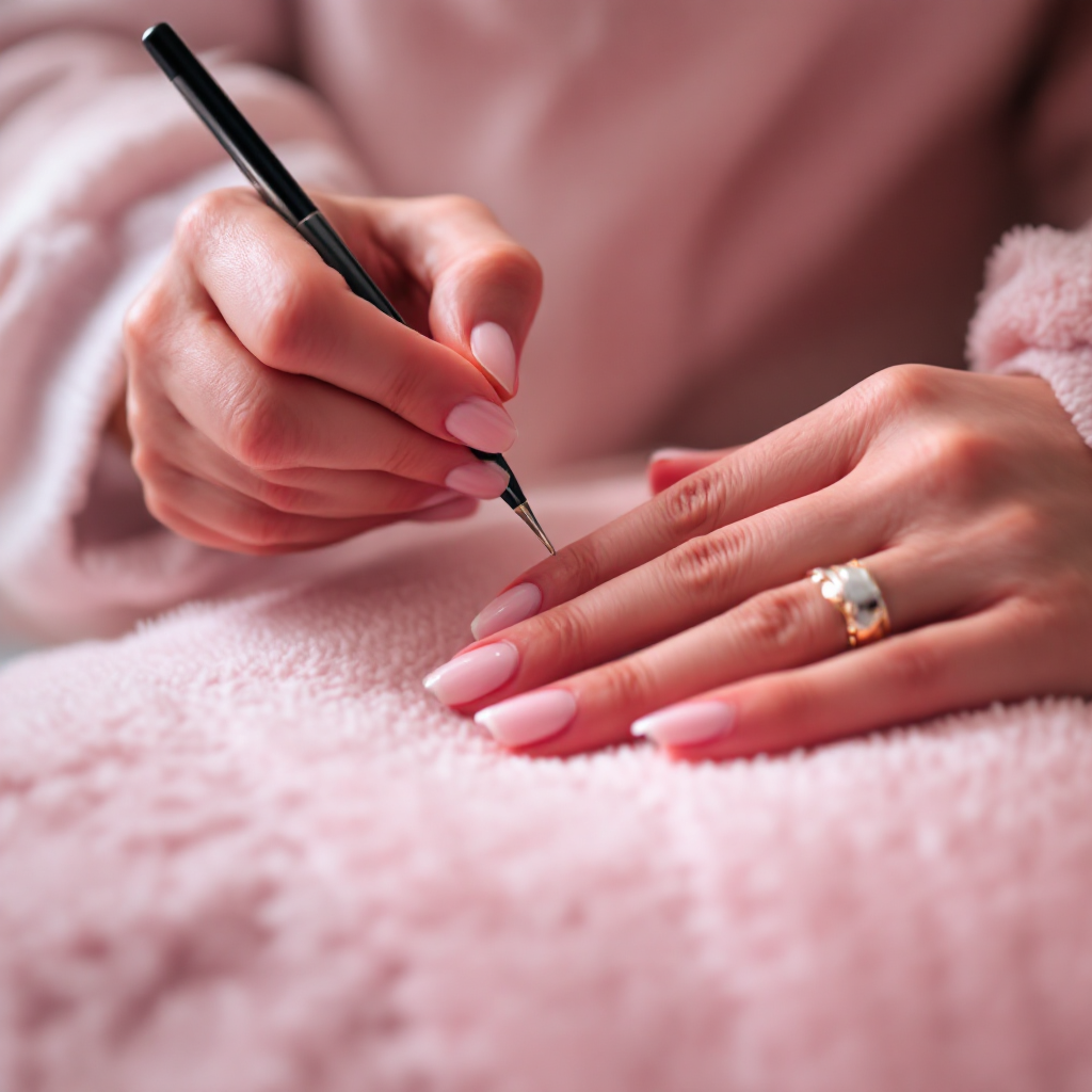 Profissional de beleza realizando tratamento de unhas em ambiente sofisticado