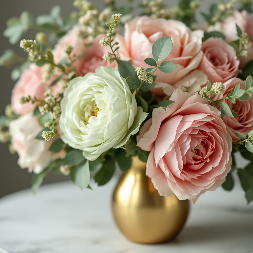 Matcha green and blush floral arrangement