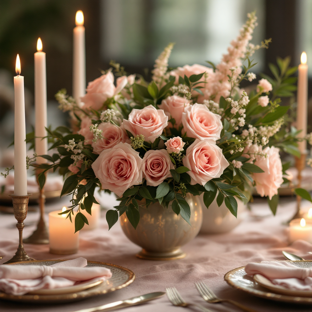 Pink and matcha tablescape