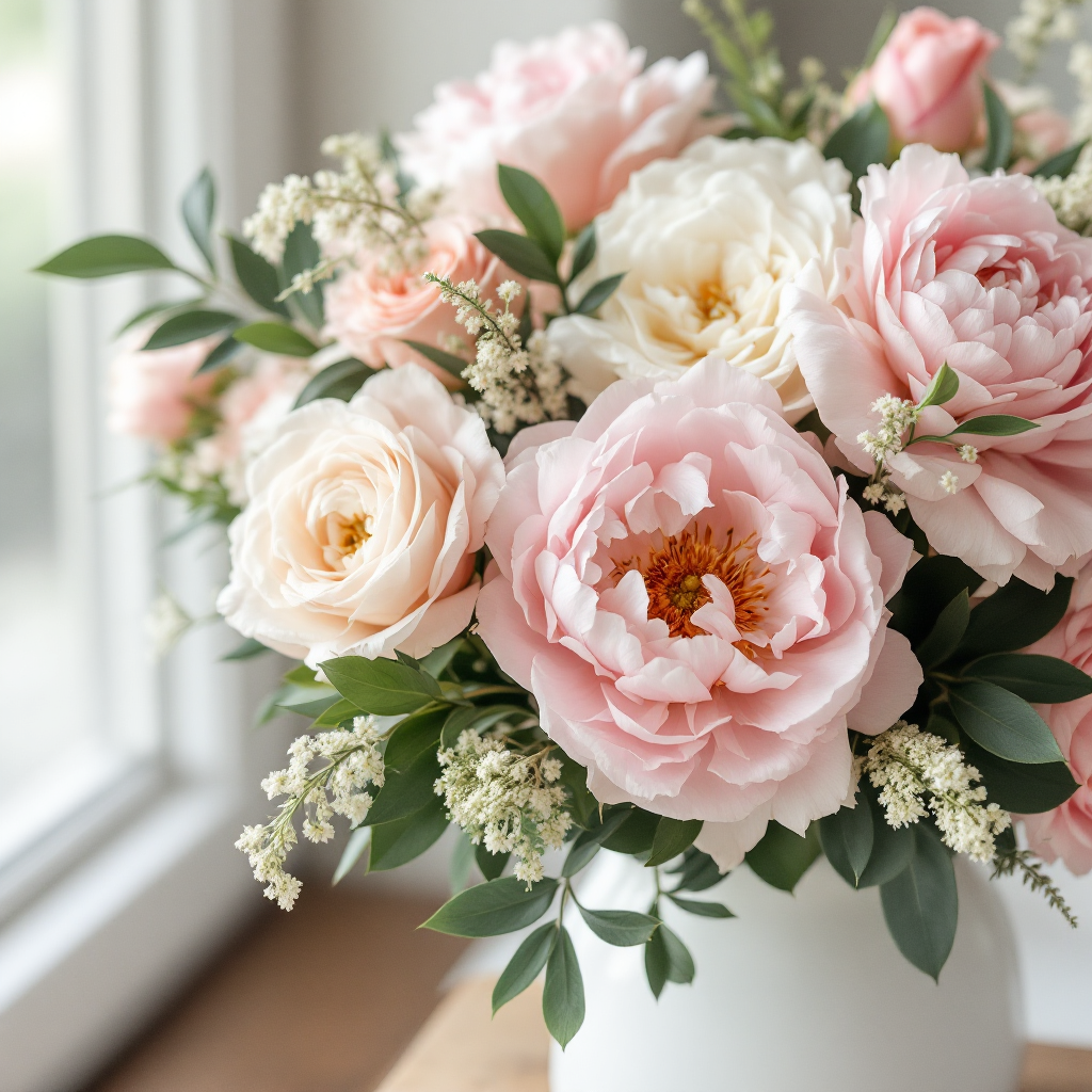 Blush and cream floral arrangement