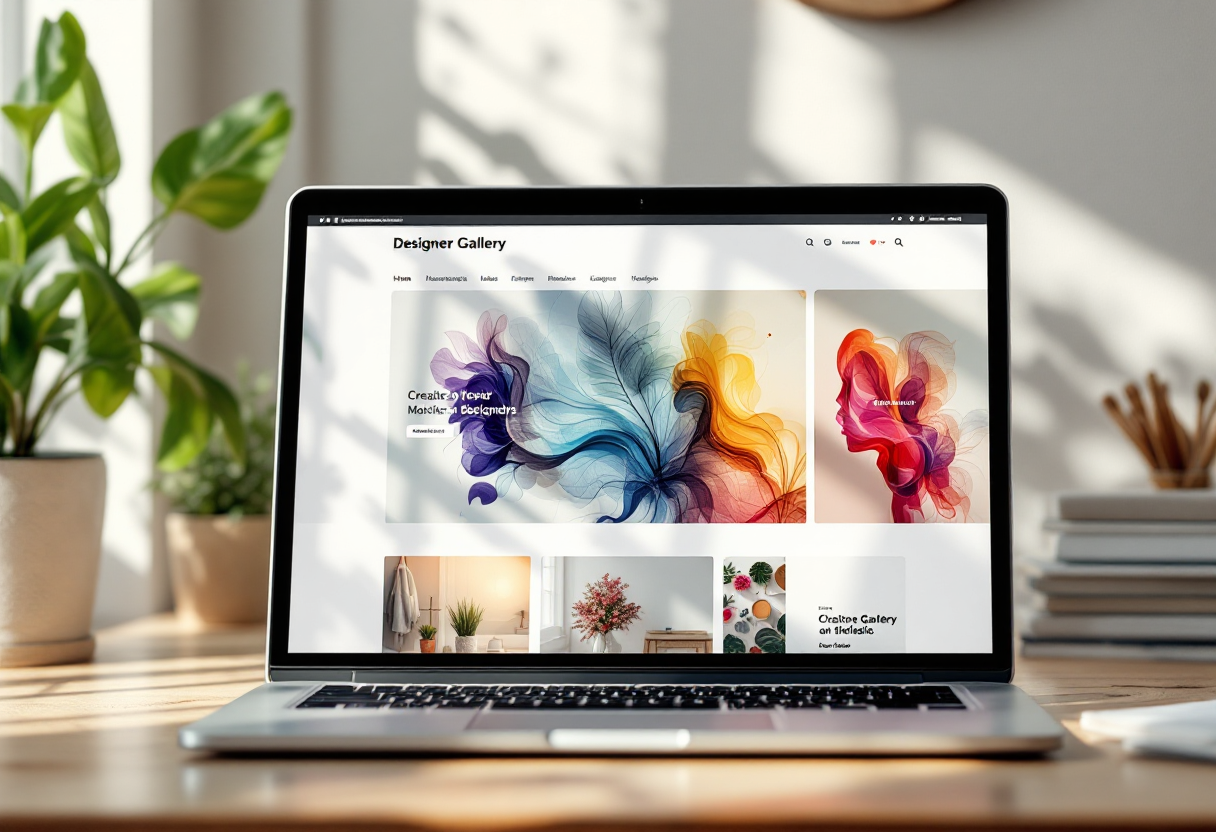 Preview of the Creative Designer Portfolio template showcasing a vibrant gallery layout with bold typography