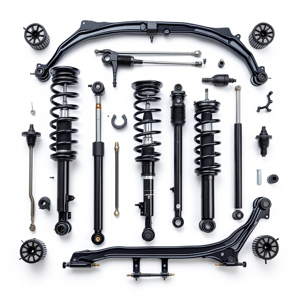 Car suspension shock absorbers and control arms