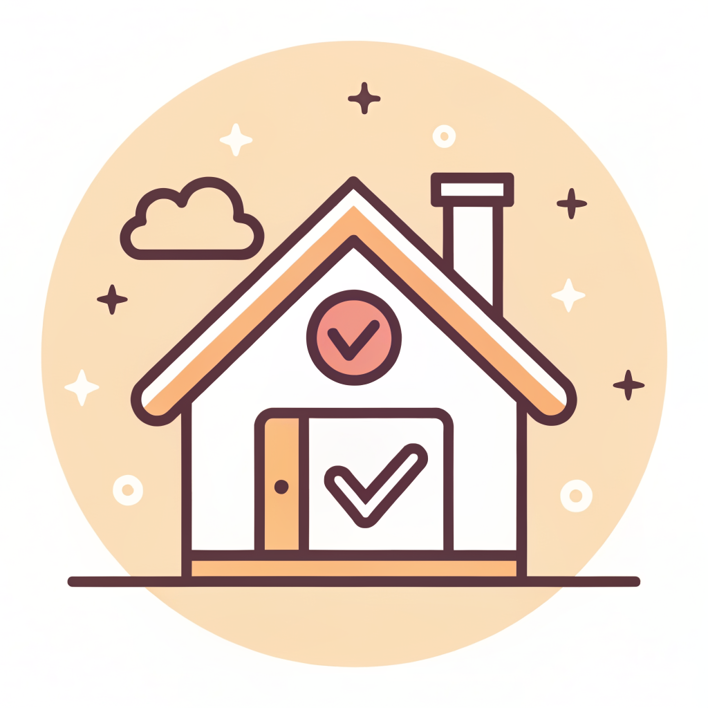 House with checkmark representing completed project