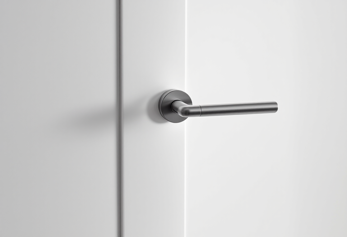 Sleek stainless steel lever door handle with clean minimal design