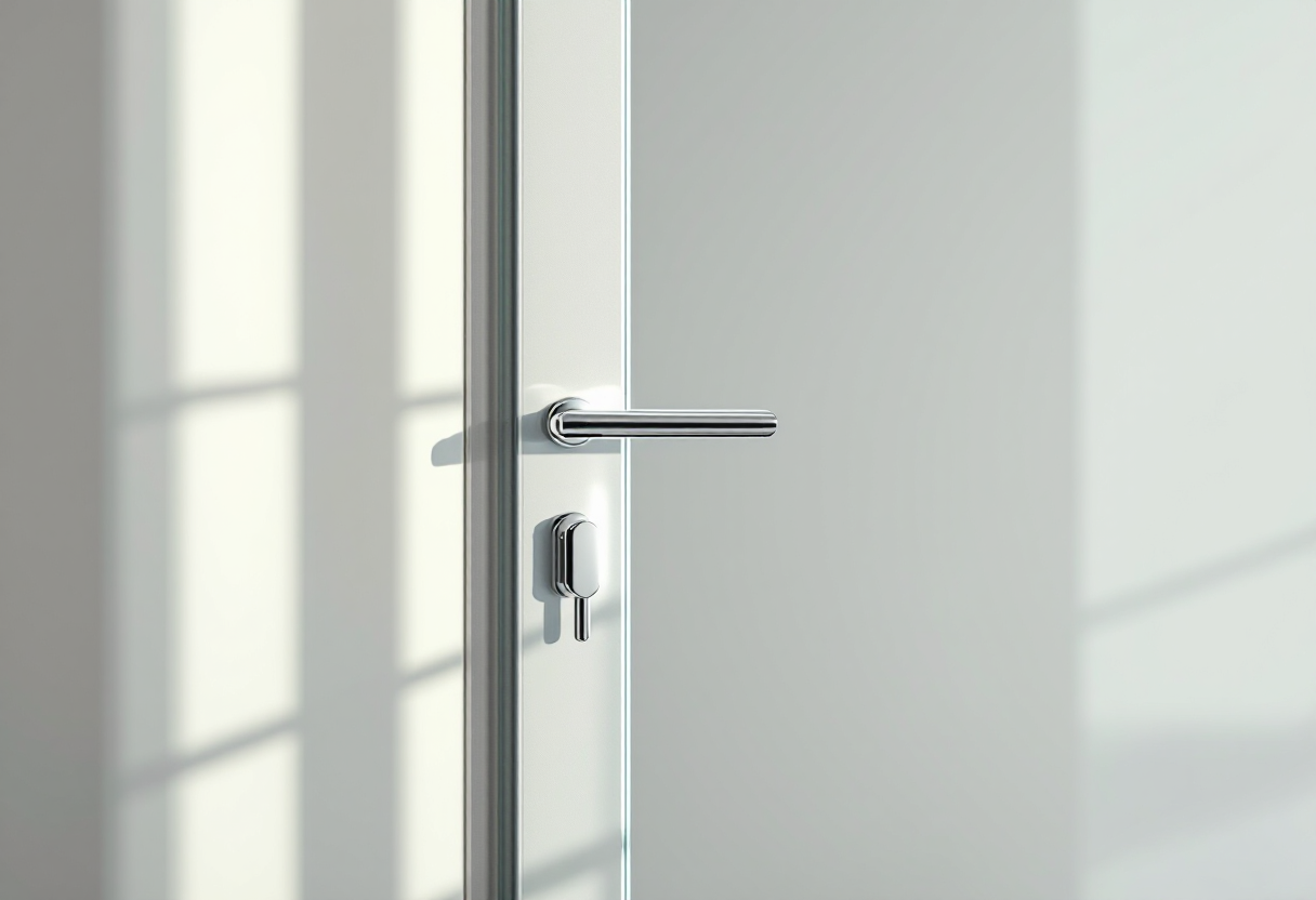 Elegant vertical pull handle mounted on a glass door