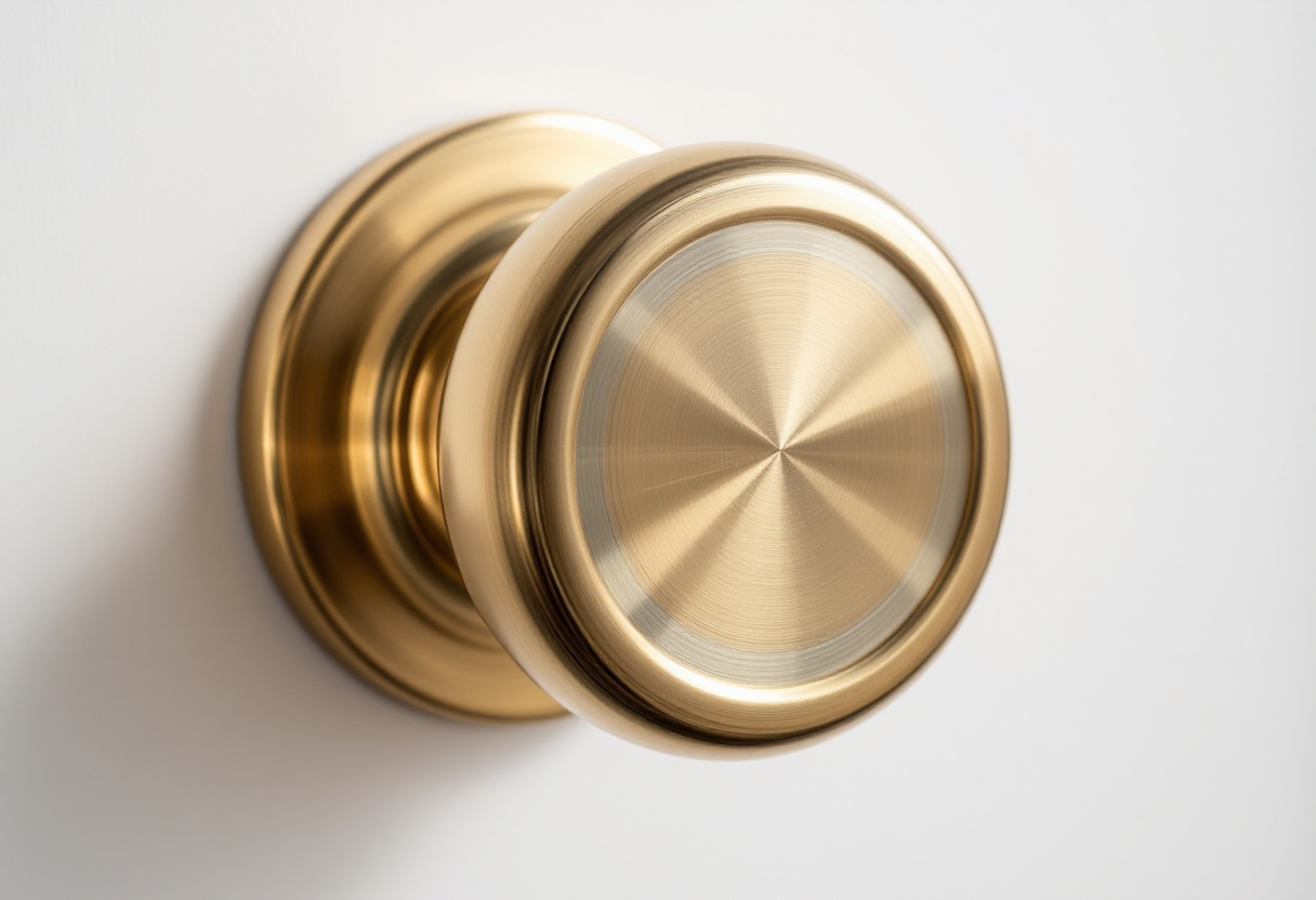Polished brass round knob handle with classic design