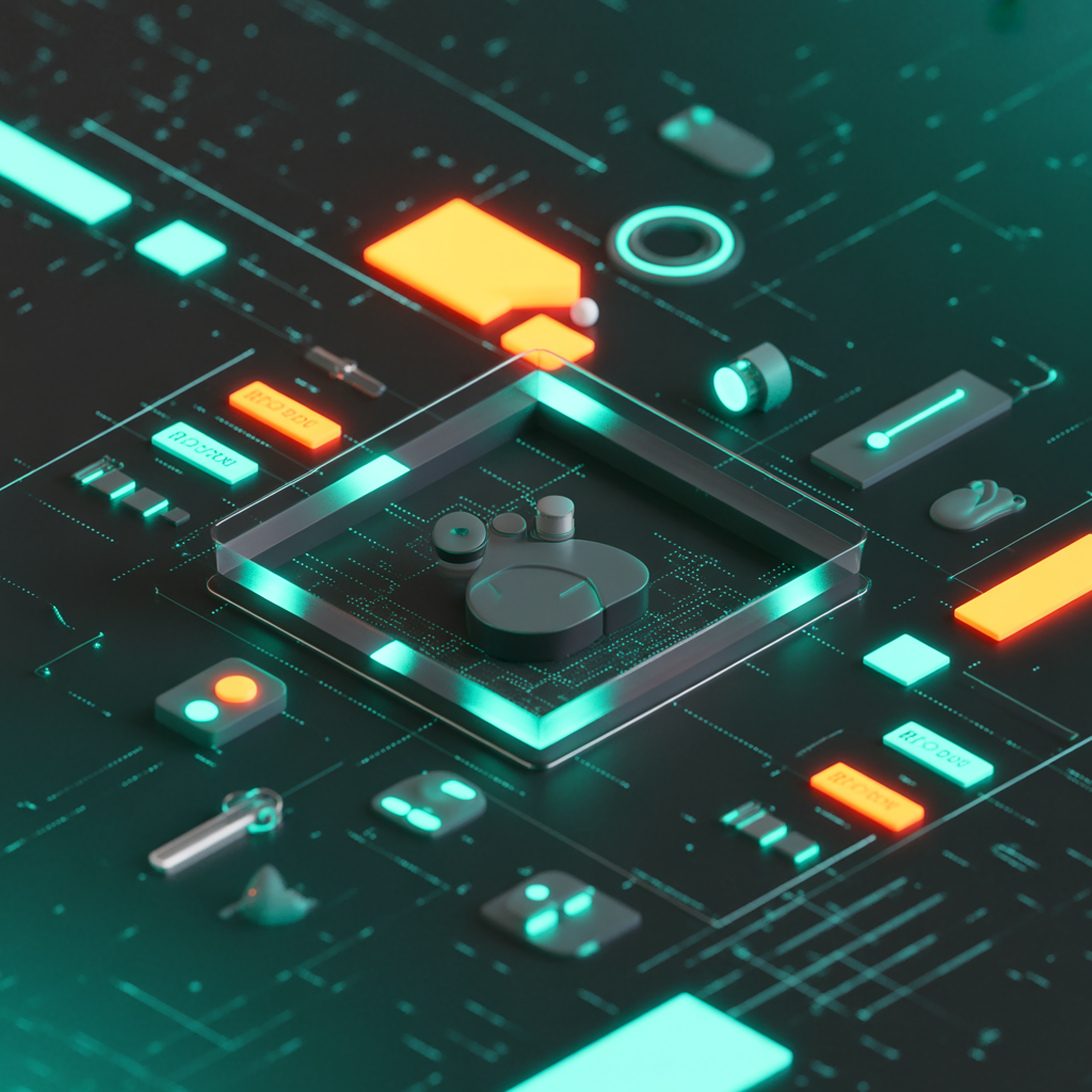 Futuristic 3D cyber-themed career opportunities visualization with glowing geometric shapes and digital elements