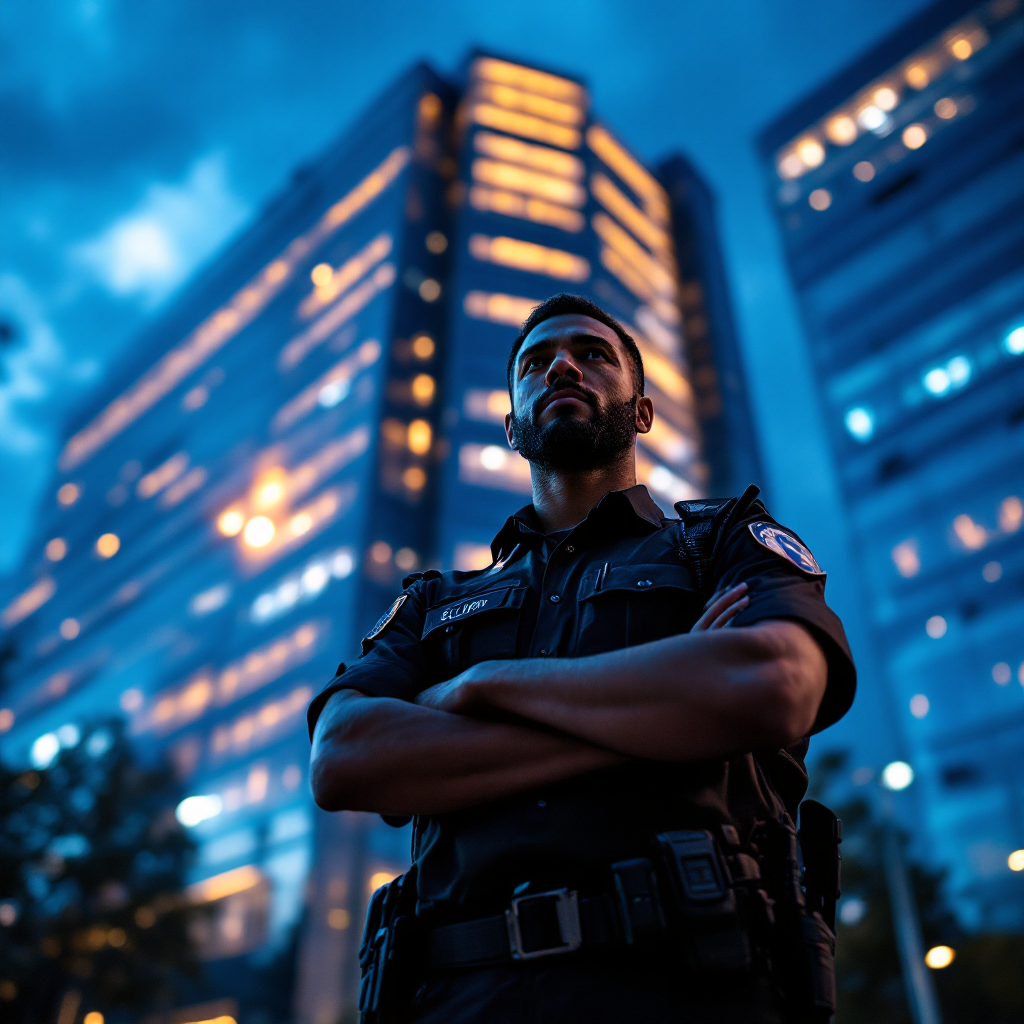 Security professional at commercial building
