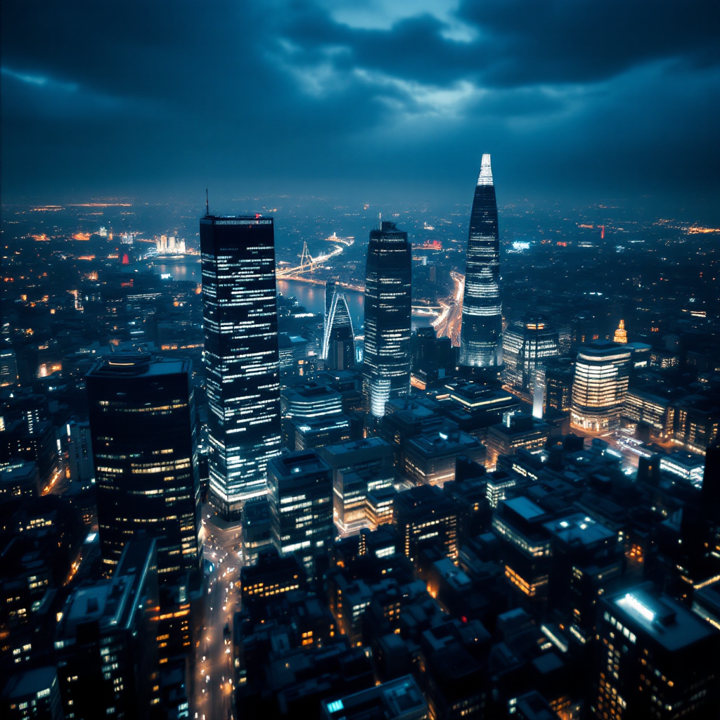 London City skyline at night