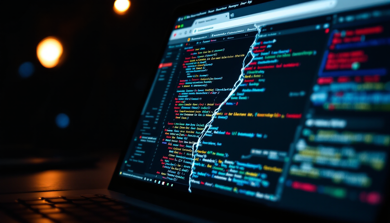 Broken website with errors on screen