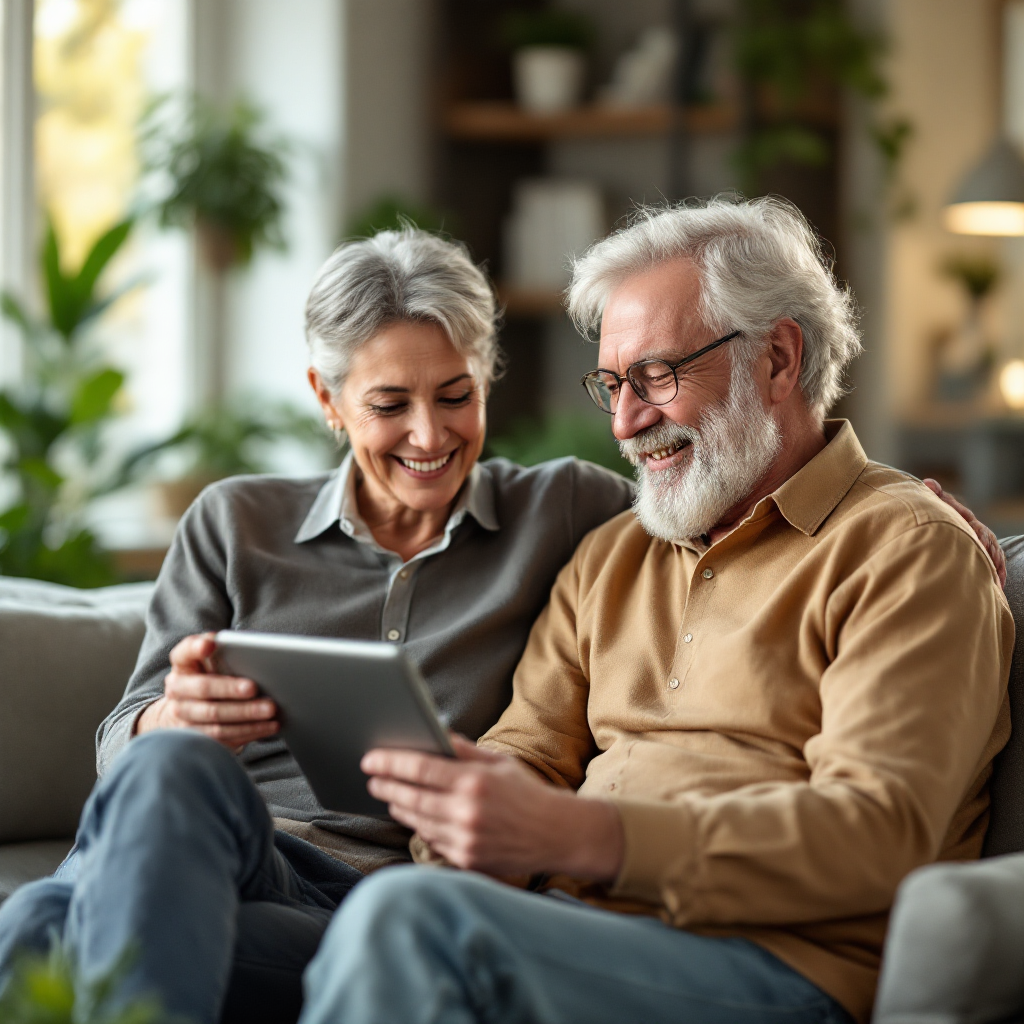Retired couple reviewing their financial plan