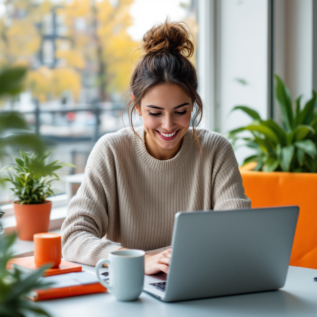 Nederlandse webshop-eigenaar in modern kantoor