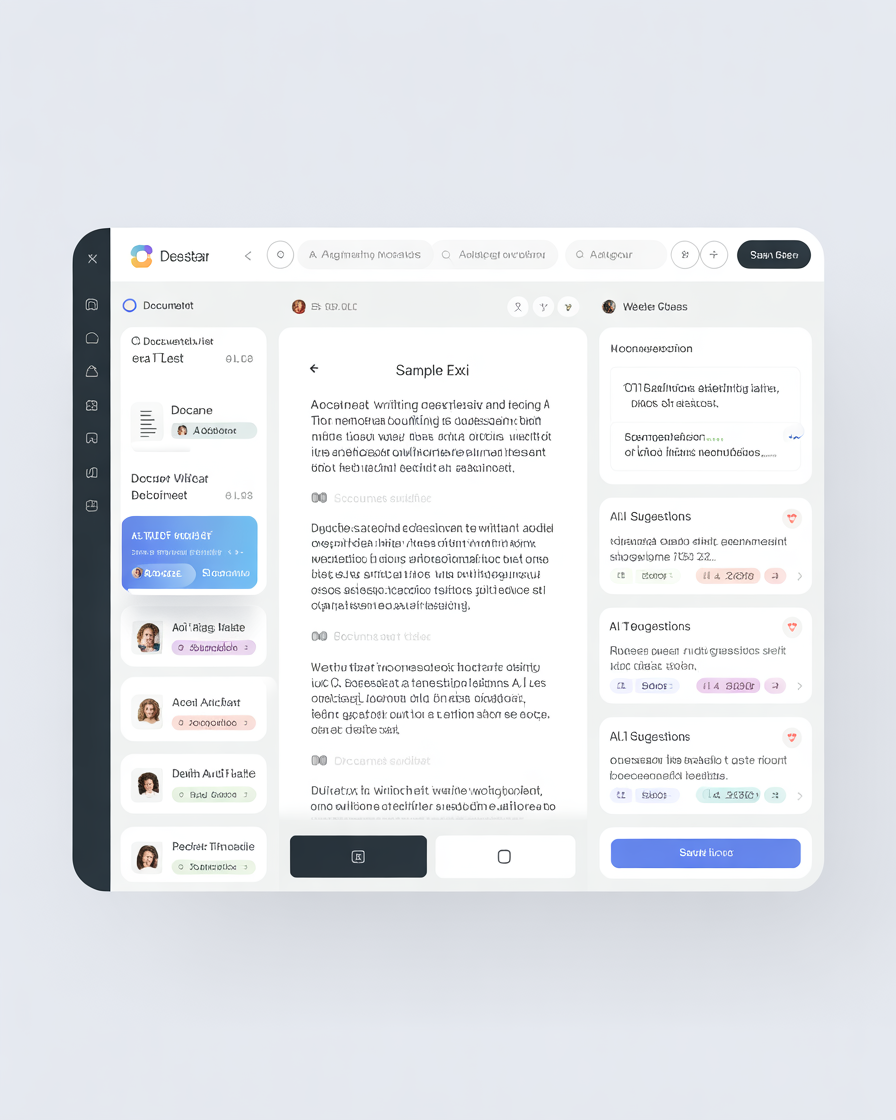 QuillSpark product interface showing AI-powered writing assistant with document editor and suggestion panel