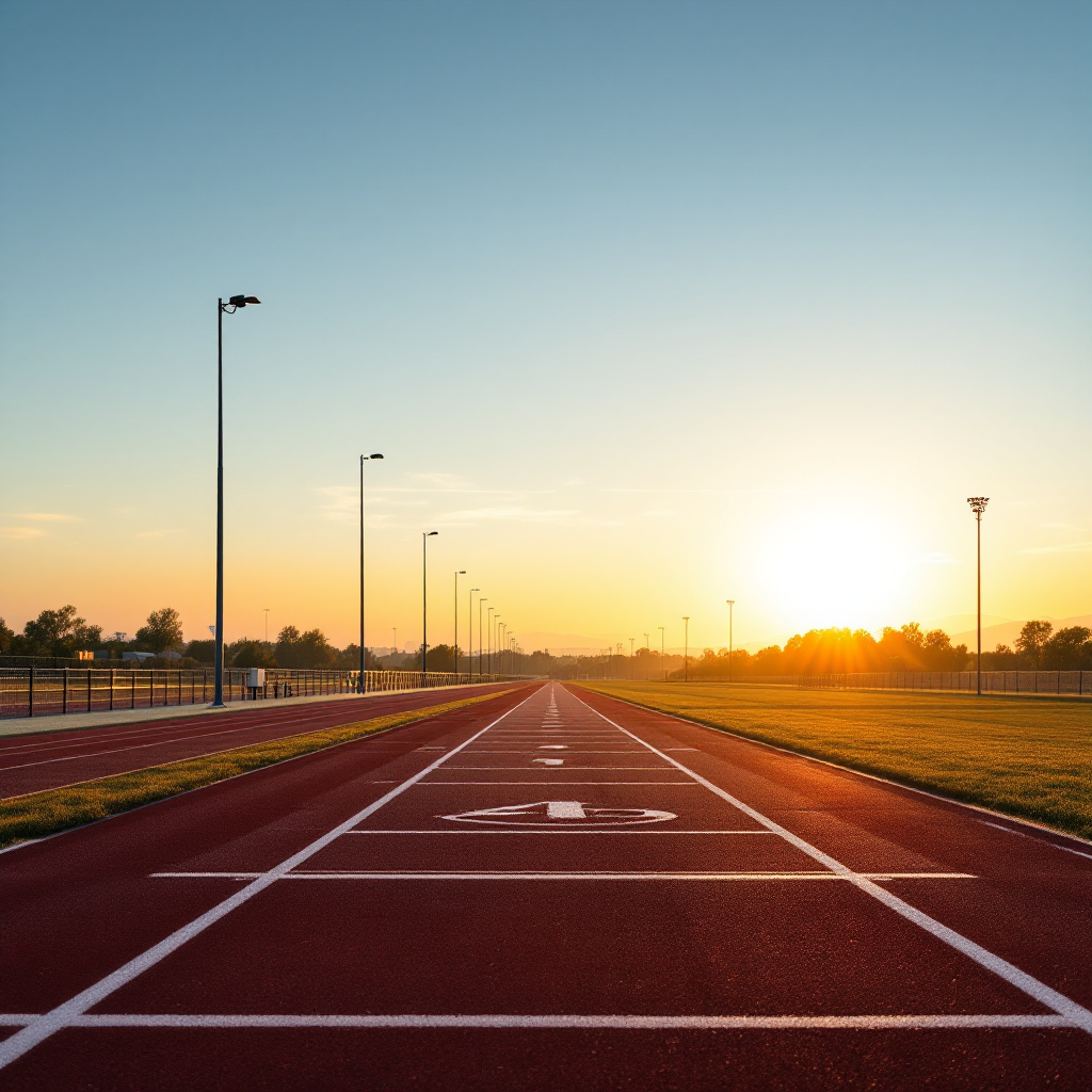 Empty javelin runway at sunset