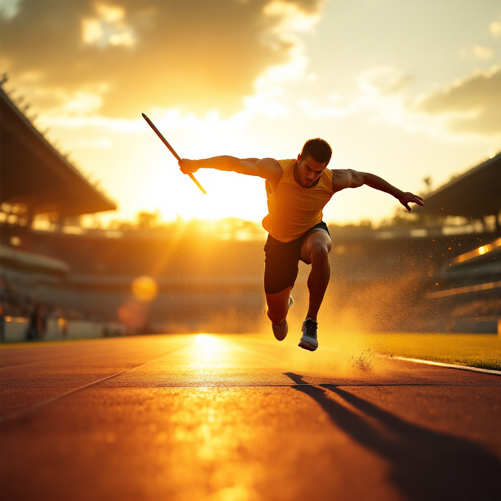 Javelin training at golden hour