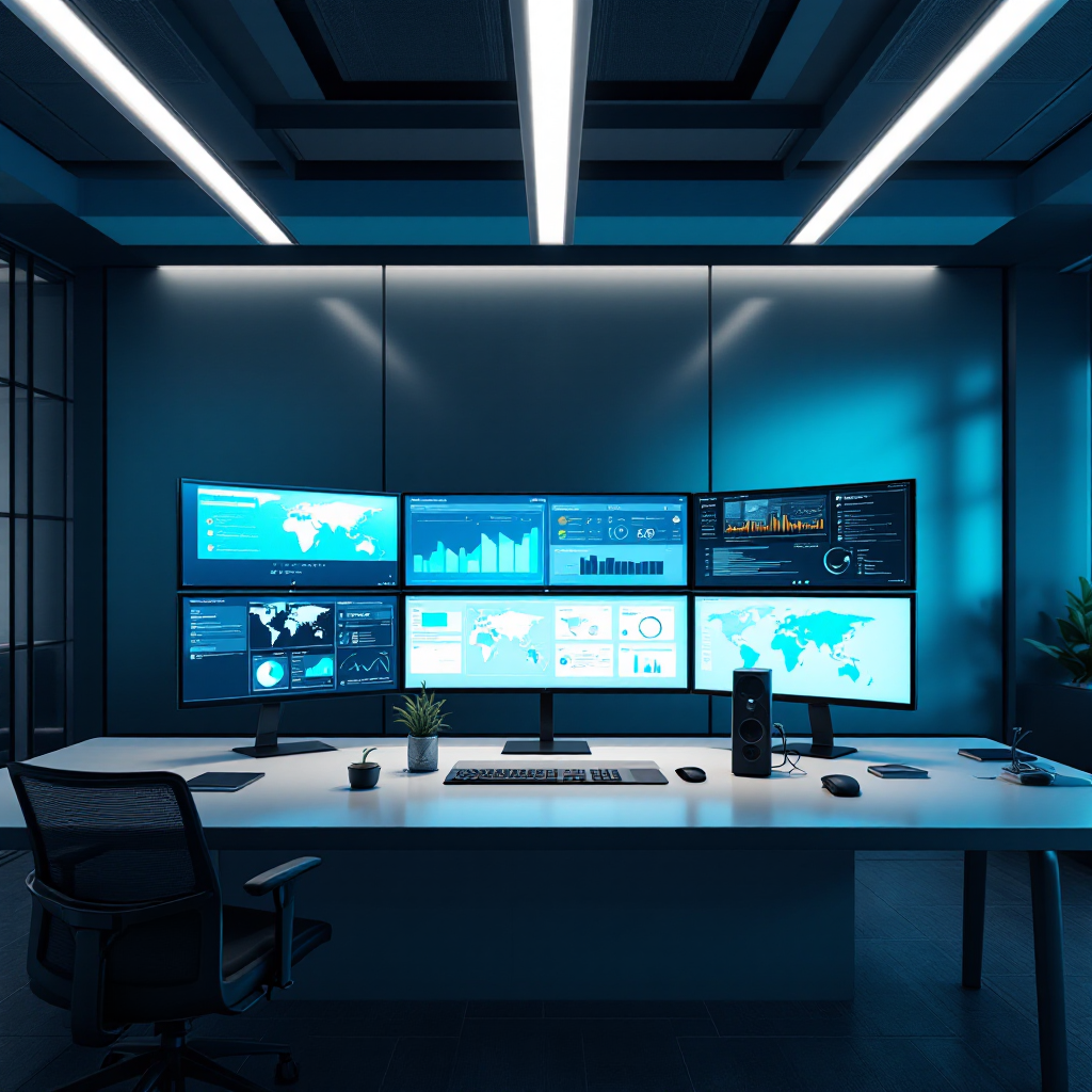 TRACKtech technology office with field operations dashboards