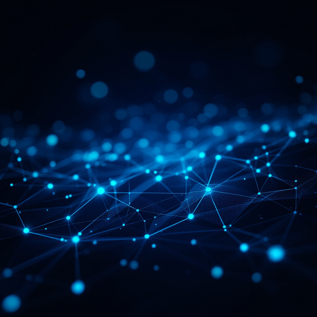 Abstract network visualization representing follow-up workflows