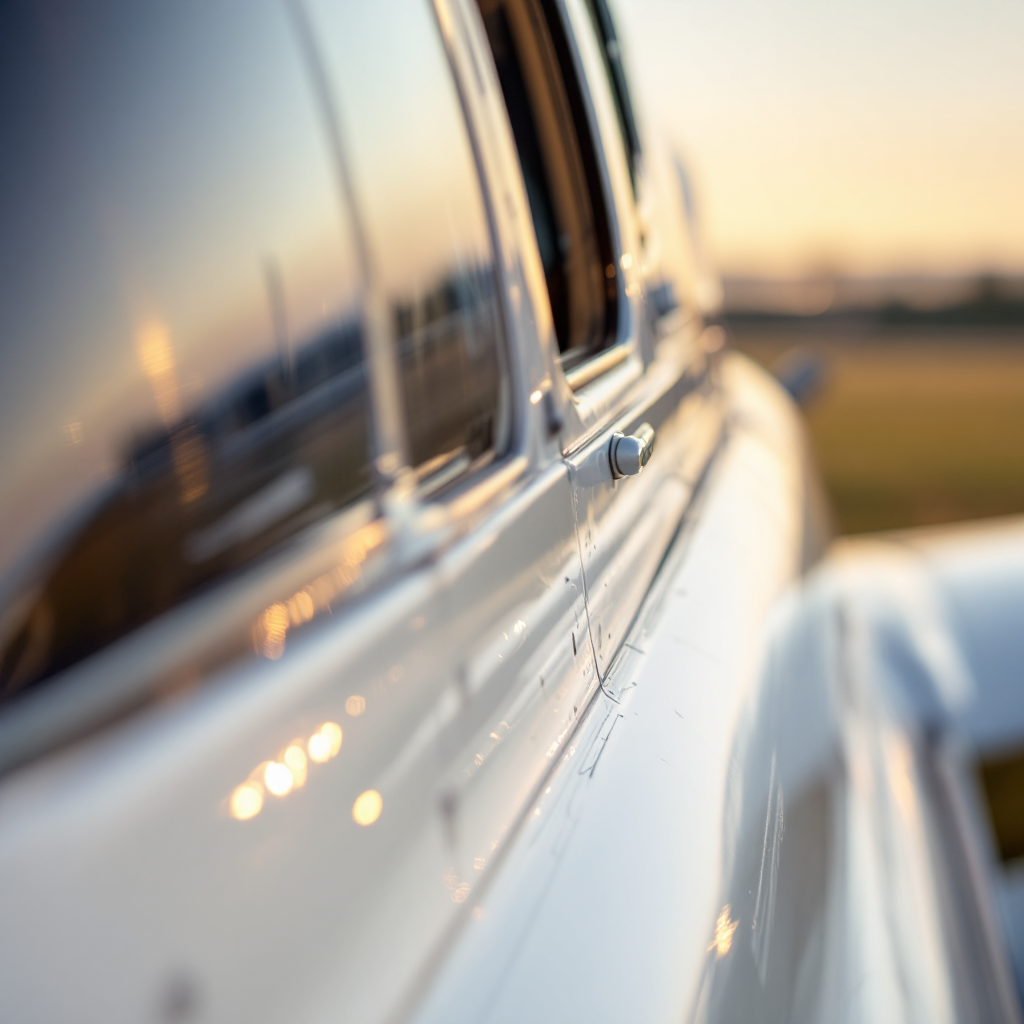 Clean aircraft fuselage showing polished exterior surfaces