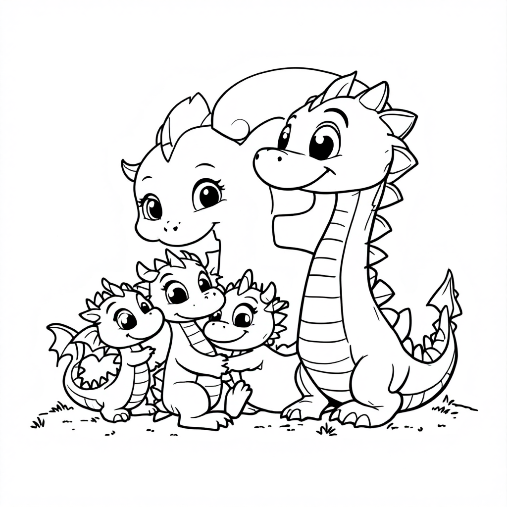 Dragon number 3 coloring page
