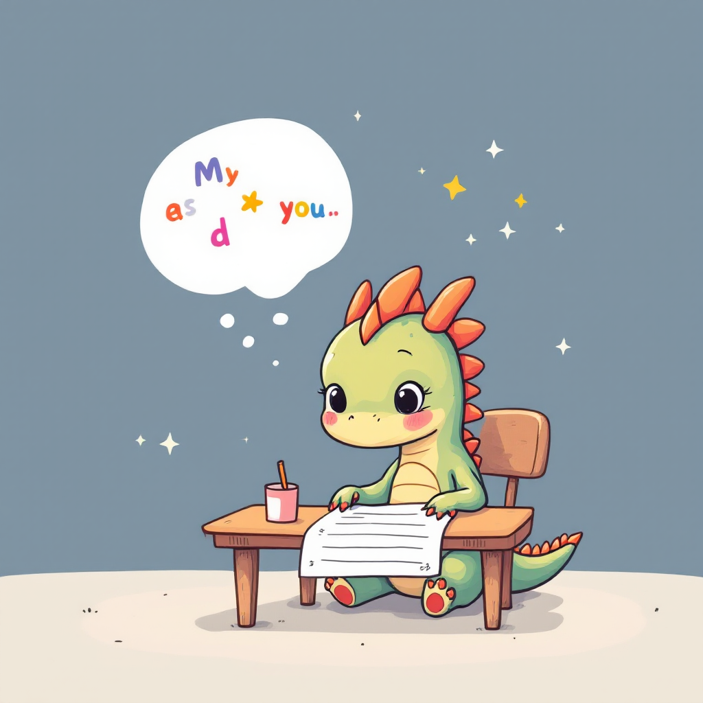 Bored dragon at desk