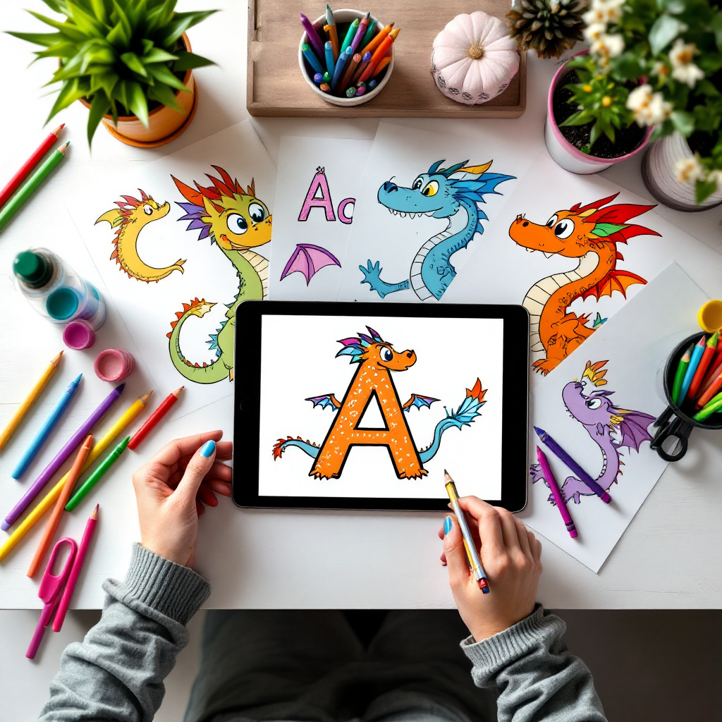 Dragon ABC Coloring Pages Product Mockup