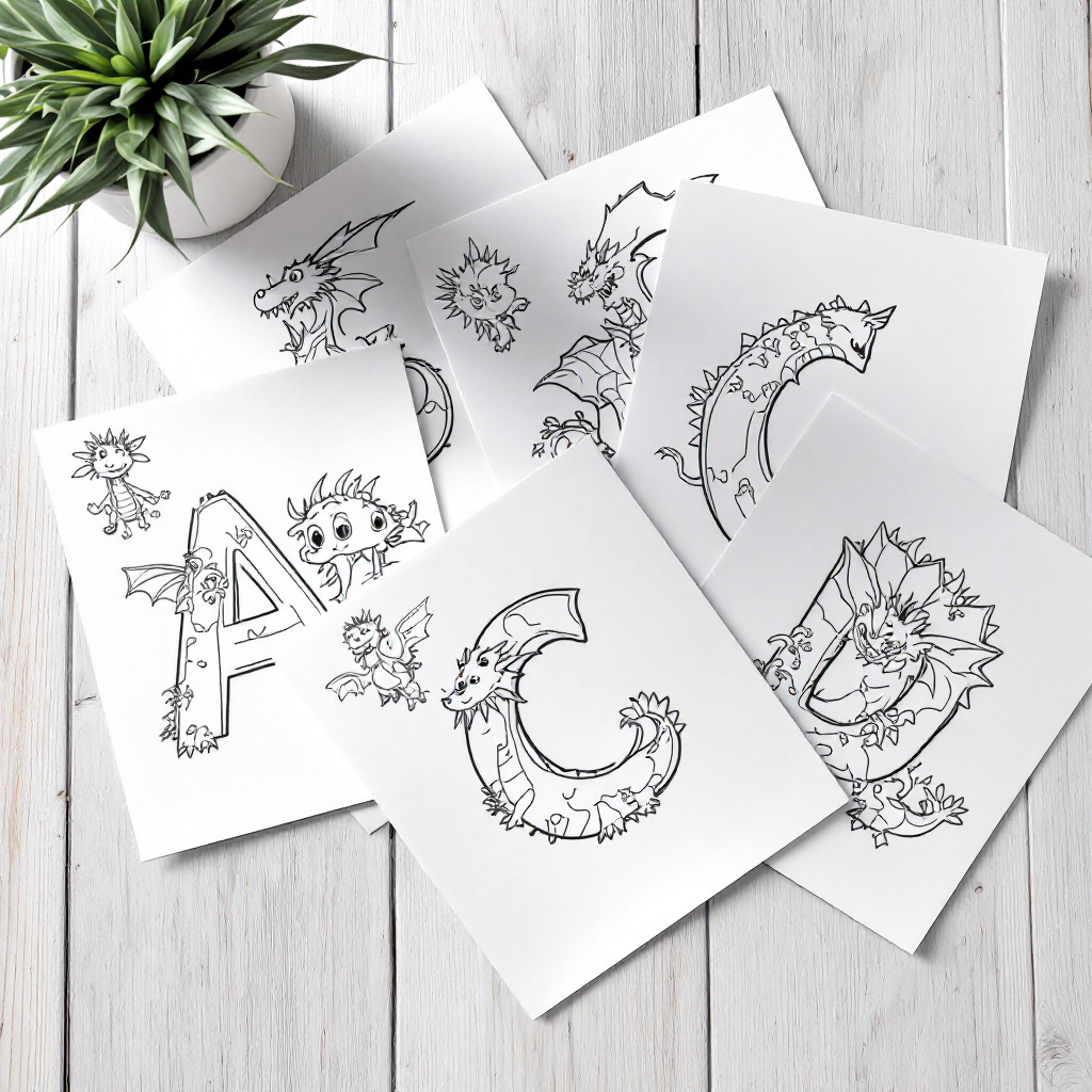Dragon coloring pages fanned out