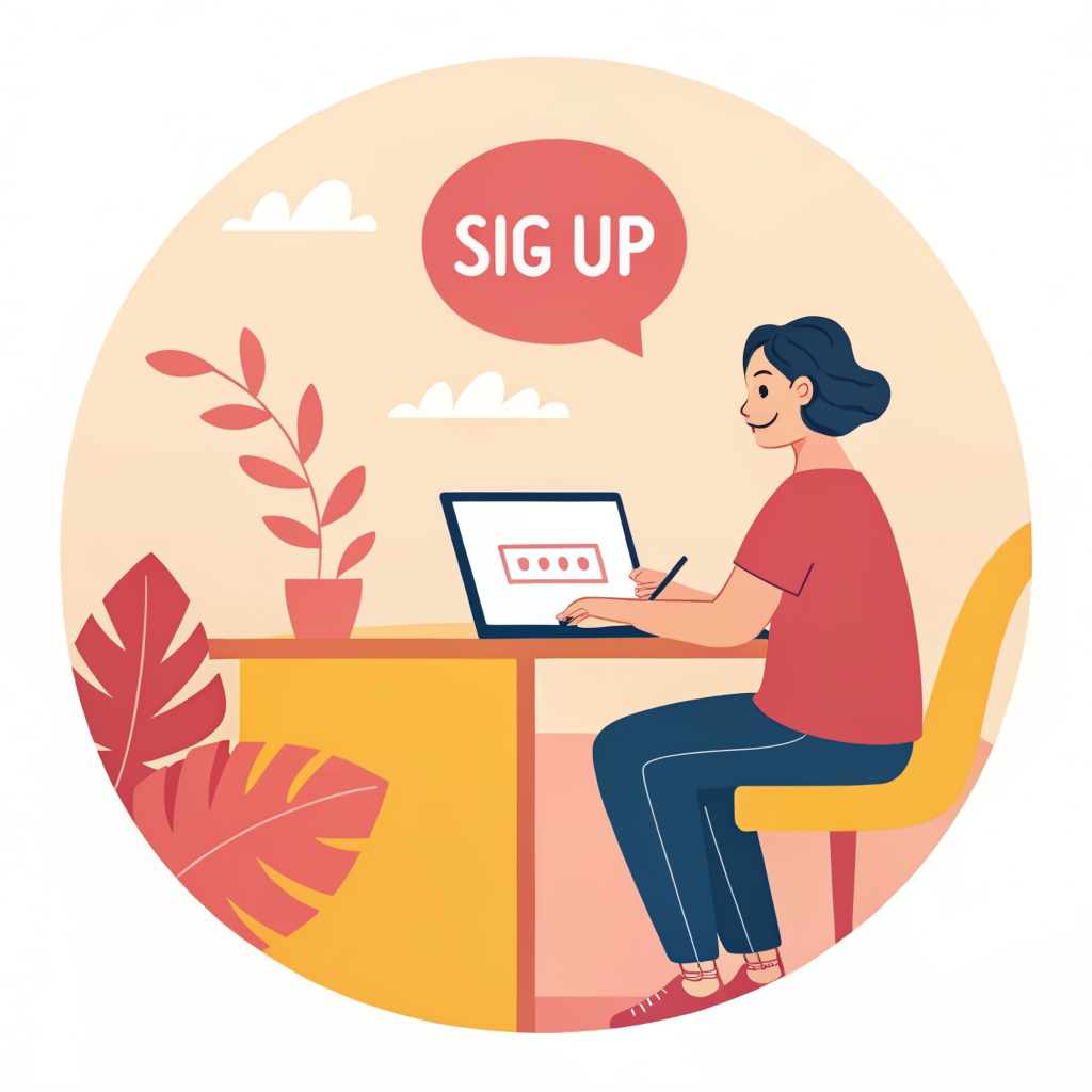 Person quickly signing up on their laptop