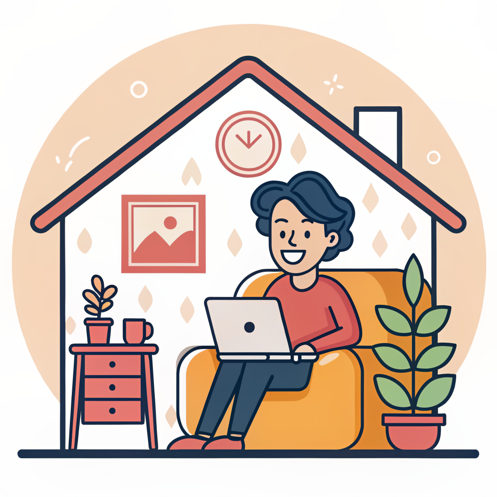 Person completing online tasks on laptop at home