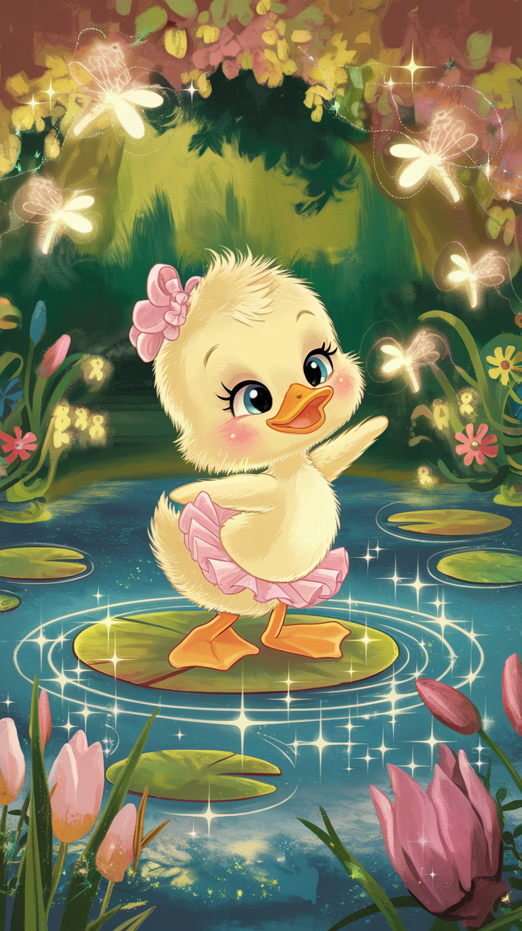 Daisy the Dancing Duckling book cover illustration