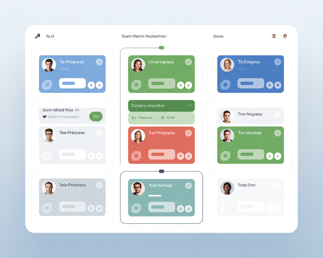 Task management Kanban board with columns for To Do, In Progress, and Done with draggable task cards