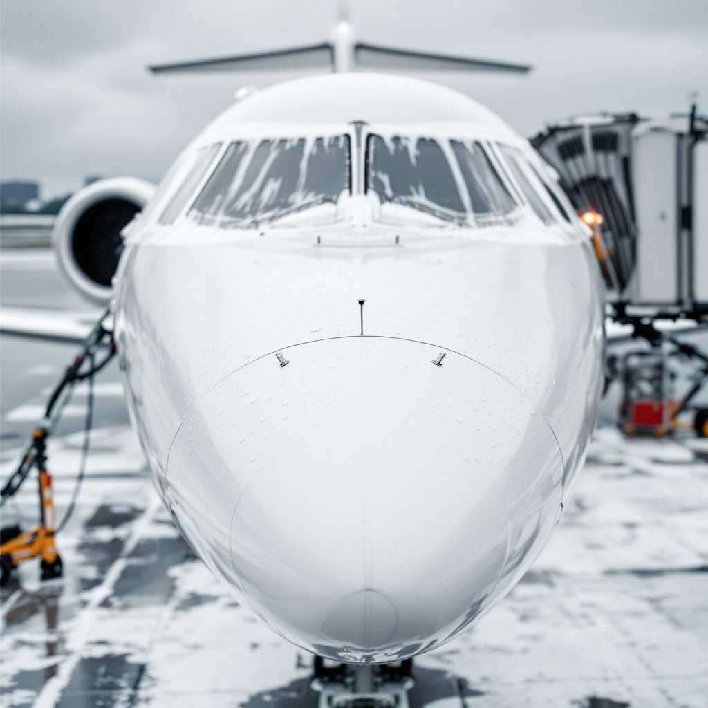 Private jet exterior being washed on the apron