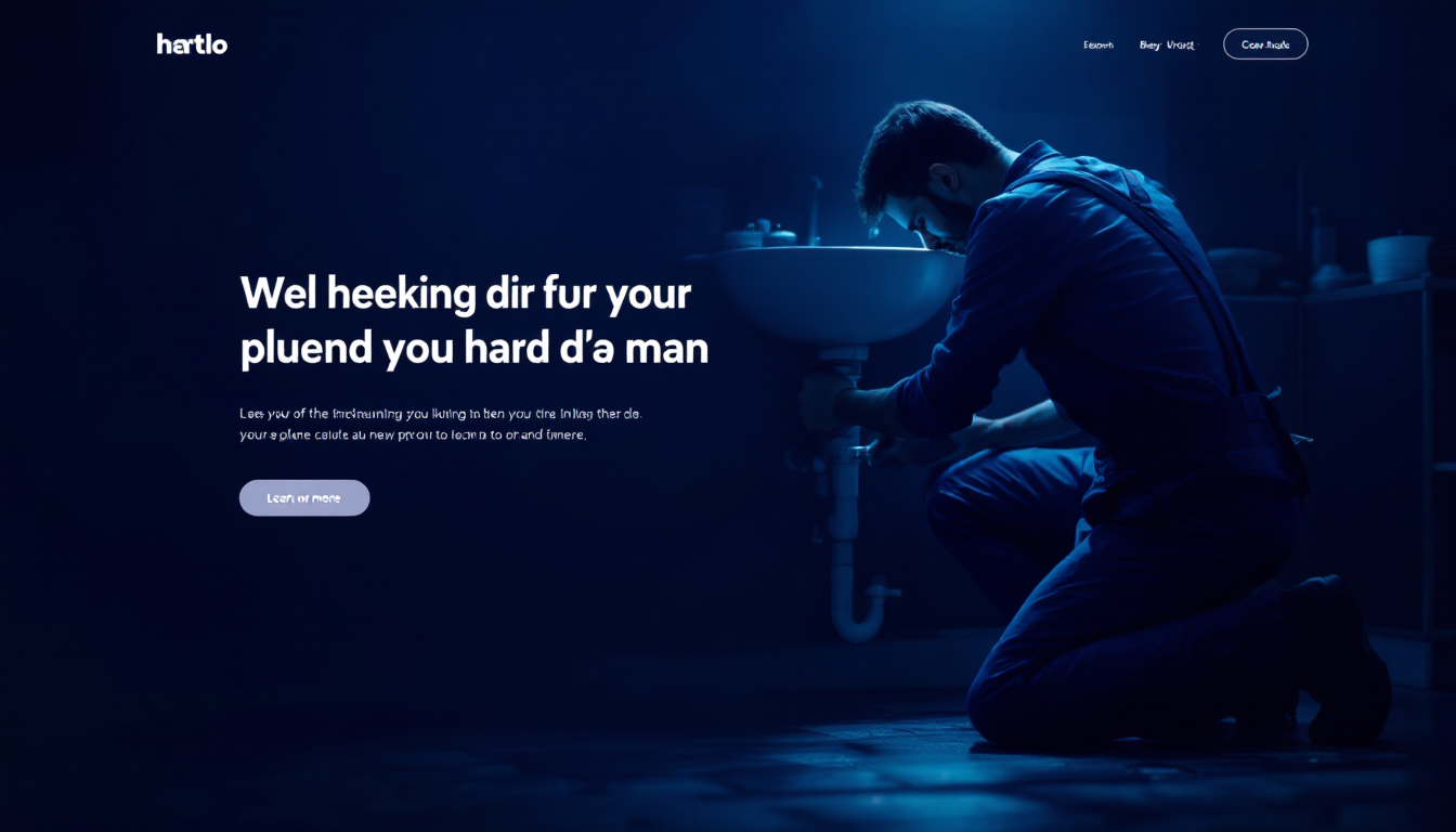 Plumber at work in the background