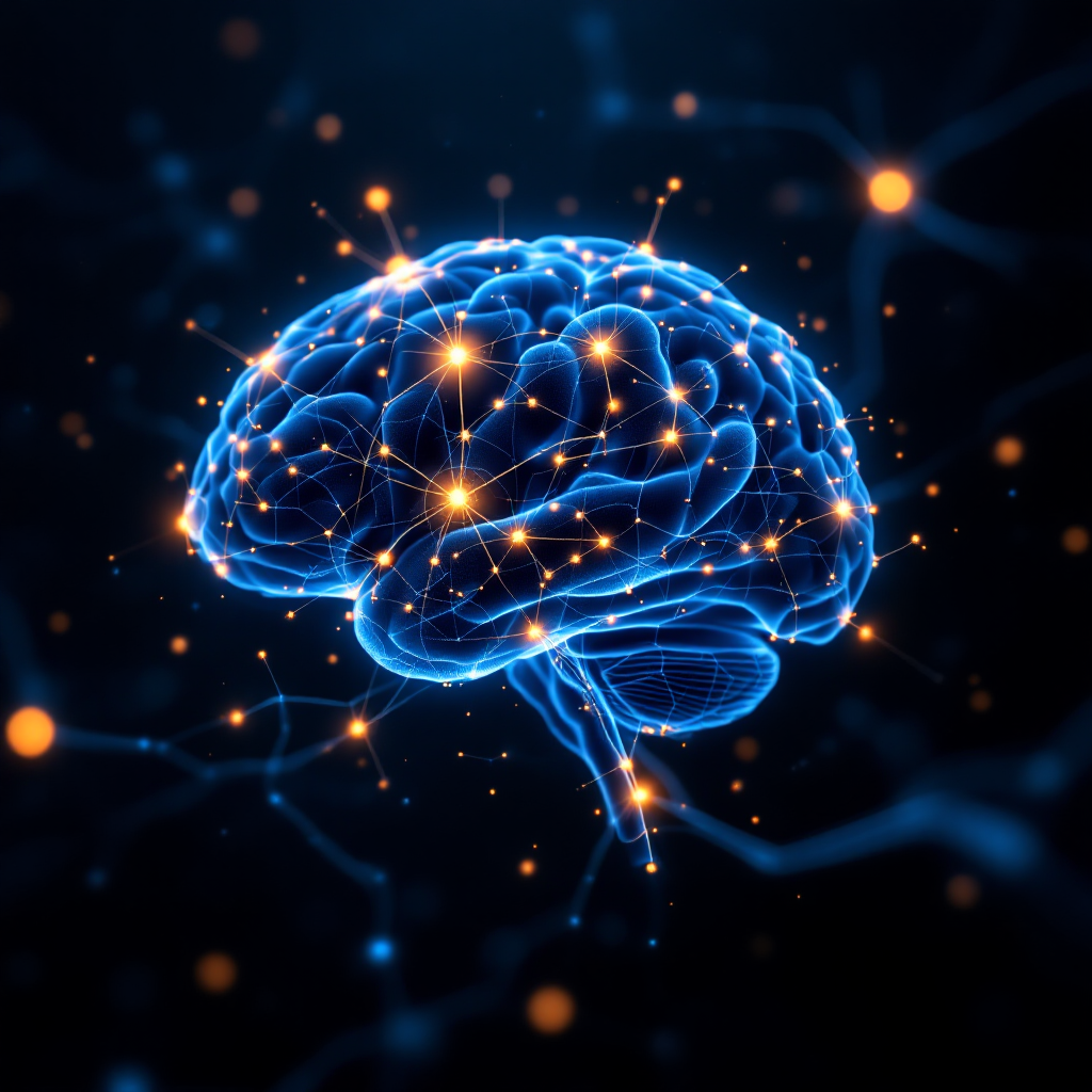 Neural network visualization representing functional brain connectivity